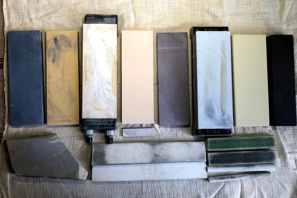 Our collection of different types of sharpening stones